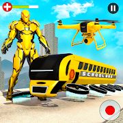 Скачать взломанную летающий школьный автобус робот герой робот игры [Разблокировано все] версия 21 apk на Андроид