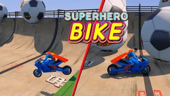 Скачать взломанную Superhero Tricky bike race (kids games) [Бесконечные деньги] версия 1.3 apk на Андроид