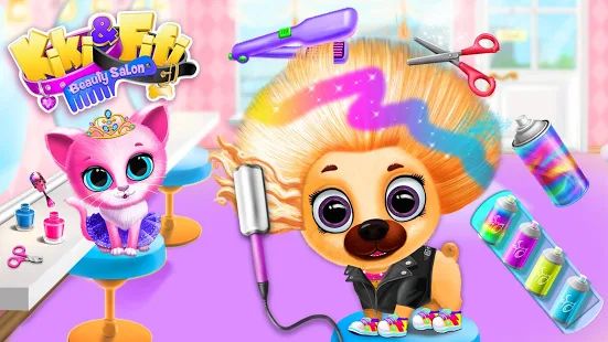Скачать взломанную Kiki & Fifi Pet Beauty Salon - Haircut & Makeup [Много монет] версия 4.0.32 apk на Андроид