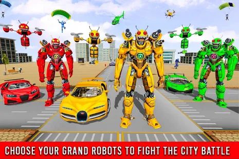 Скачать взломанную Игра Пчела робот трансформации автомобиля [Много монет] версия 1.8 apk на Андроид