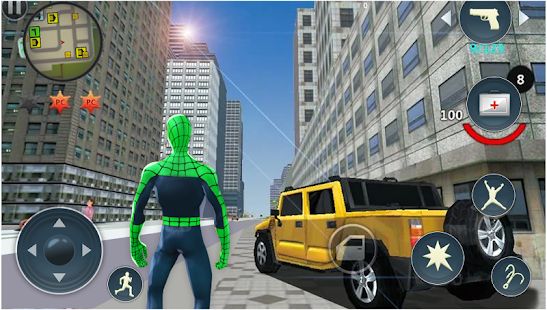 Скачать взломанную Spider Rope Hero - Gangster Crime City [Много монет] версия Зависит от устройства apk на Андроид