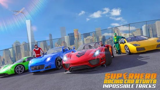 Скачать взломанную Superhero GT гоночный Машина Трюки: новый Машина [Разблокировано все] версия 1.15 apk на Андроид