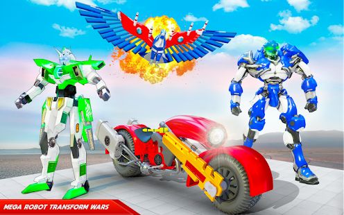 Скачать взломанную Flying Police Eagle Bike Robot Hero: Robot Games [Разблокировано все] версия 30 apk на Андроид