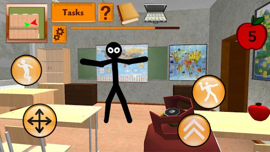 Скачать взломанную Stickman Teacher. Neighbor School Escape 3D [Много монет] версия 1.2 apk на Андроид