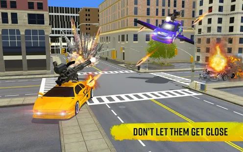 Скачать взломанную Flying Car Shooting Game: Modern Car Games 2020 [Бесконечные деньги] версия 1.1 apk на Андроид