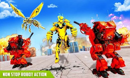 Скачать взломанную летящая пчела делает робот битву: игры робота [Бесконечные деньги] версия 5 apk на Андроид