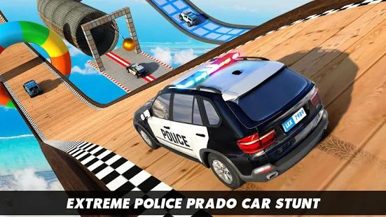 Скачать взломанную Полиция Prado автомобиль трюк - мег рампа трюки 3D [Разблокировано все] версия 2.1 apk на Андроид