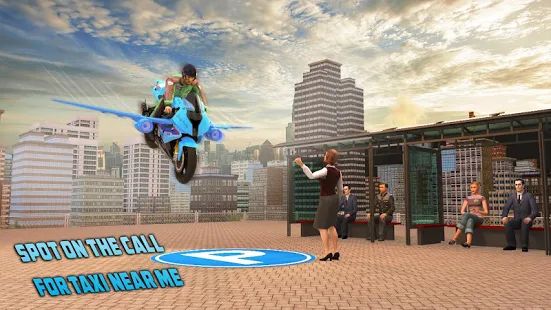 Скачать взломанную Real Flying Bike Taxi Simulator: Bike Driving Game [Много монет] версия 3.3 apk на Андроид