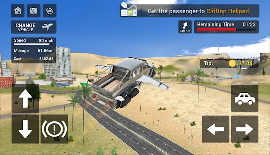 Скачать взломанную Flying Car Transport Simulator [Много монет] версия 1.26 apk на Андроид