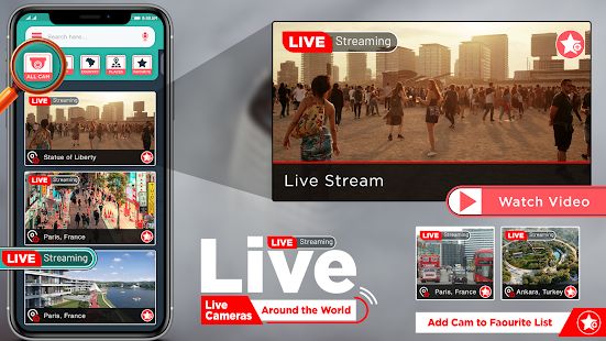 Скачать Live Cam - Живая земля Посмотреть в HD [Полный доступ] версия 2.6 apk на Андроид
