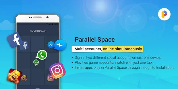 Скачать Parallel Space Lite－Dual App [Неограниченные функции] версия 4.0.9035 apk на Андроид